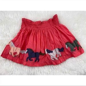 Mini Boden Girls Size 3-4 Coral Elastic Waist Horse Applique Skirt 100% Cotton